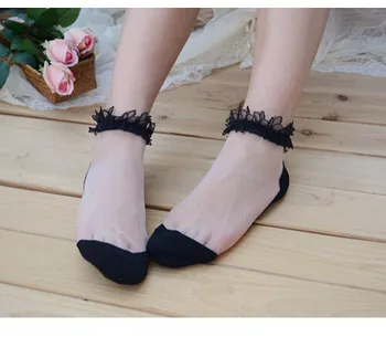 100 пар/лот, весенне-осенние женские кружевные носки со стеклярусом, шелковые и хлопчатобумажные короткие носки-лодочки, свободный размер, смешанный цвет
