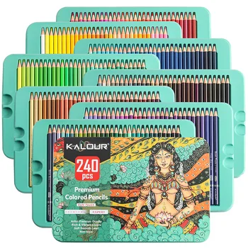 240 цветных цветных карандашей с мягкой сердцевиной 3,3 мм 2021 студенческий художественный рисунок эскиз специальная роскошная железная коробка противоударный набор канцелярских принадлежностей