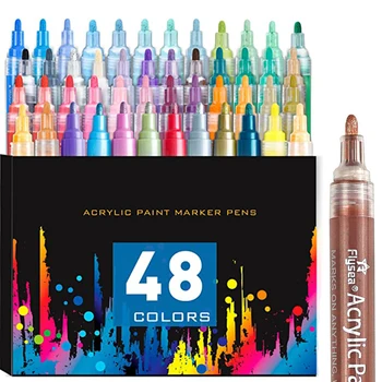 48 цветов художественных маркеров, акриловые ручки с наконечником 2 мм, нетоксичные акриловые ручки, водонепроницаемые маркеры для граффити, принадлежности для рисования 