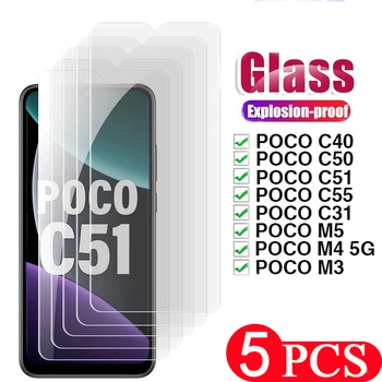 5 шт. защитная пленка для телефона xiaomi Poco C55 F5 Pro Из закаленного стекла Для Poco C40 C50 C51 M5 M4 5G M3 C31 защитное стекло для экрана