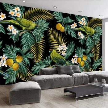 beibehang Пользовательские 3D обои, нарисованные вручную тропический лес, попугай, лист кокоса, ТВ фон, обои для домашнего декора, обои