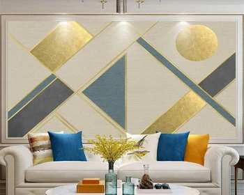 beibehang Пользовательские современные минималистичные абстрактные золотые геометрические линии круг телевизор диван фоновые обои обои для домашнего декора