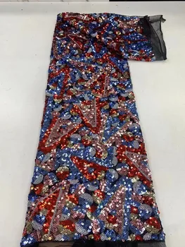 Bestway 2023, Модная французская Тюлевая Кружевная ткань, 5 Ярдов, Нигерийское женское Свадебное платье, Роскошная вышивка пайетками, Африканская кружевная ткань