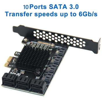Chi a Mining SATA PCIE 1X Адаптер с 6/10 портами PCI-E X1 на SATA 3,0 6 Гбит/с, карта расширения Riser для настольных ПК, Дополнительные карты компьютера