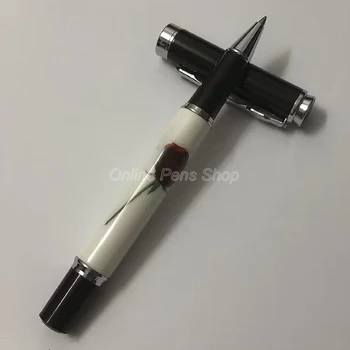 Jinhao 8802, белая и серебристая Шариковая ручка с металлическим роликом, Профессиональная ручка для письма JRP005