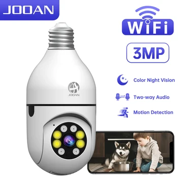 JOOAN 3MP WiFi PTZ IP-камера E27 Лампа Камера Цветная Ночная Камера с Автоматическим Отслеживанием Безопасности Домашняя Камера Видеонаблюдения Радионяня
