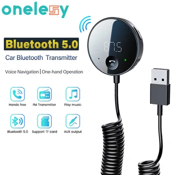 Onelesy Автомобильный Bluetooth 5,0 FM-передатчик Автомобильный аудио Aux Bluetooth 5,0 Комплект громкой Связи Автомобильный Приемник Беспроводной Aux Аудио FM-Передатчик