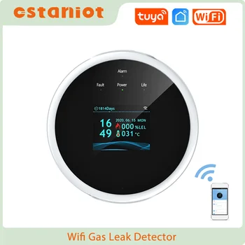 Ostaniot Tuya WiFi Умный датчик утечки сжиженного газа Светодиодный экран дисплея Приложение для управления Безопасностью Умный дом Датчик утечки Поддержка приложения Smart Life