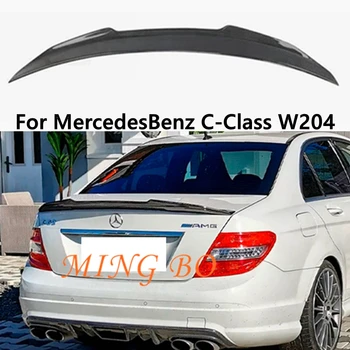 Для Mercedes-Benz C-Class W204 4 двери PSM Стиль Карбоновый задний спойлер Багажник Крыло 2007-2014 FRP Кованый карбон