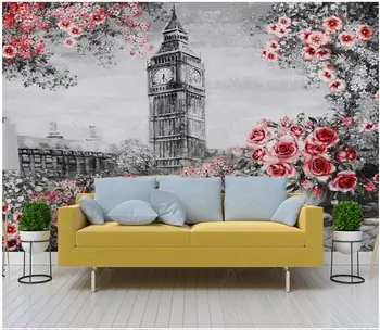 изготовленная на заказ фреска, 3D фотообои, картина маслом, цветы, Биг Бен, пейзаж Англии, домашний декор, обои для стен, 3d гостиная