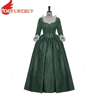 Купить костюм Революция Георгианская эпоха, Викторианское бальное платье 18 века, платье в стиле рококо, костюм-Маскарад, Длинное зеленое средневековое платье