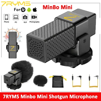 Микрофон Minbo Mini Shotgun 7RYMS для Зеркальных камер, Микрофон iPhone Android со Стабильным амортизатором для Видеоблога Подкаста YouTube