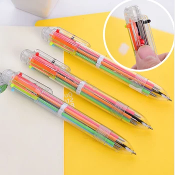 Многоцветная шариковая ручка 6 в 1, шариковые ручки, детский школьный офис, Водооттекающий карандаш, компактные канцелярские принадлежности
