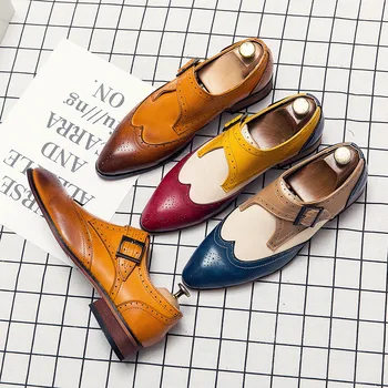 Модные Мужские Модельные туфли Красного цвета в Британском Стиле, Большие Размеры 48, Кожаная Обувь для Мужчин, Повседневная Деловая обувь в стиле ретро, Мужские Zapatos De Vestir