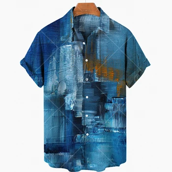 Мужская роскошная летняя гавайская винтажная рубашка с коротким рукавом и принтом в этническом стиле в стиле Харадзюку Большого размера, свободная и дышащая, элегантная