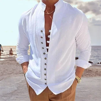 Мужские рубашки Праздничные Гавайские пляжные рубашки Винтажные белые топы Этническая Укороченная Блузка большого размера Дизайнерская одежда 2023