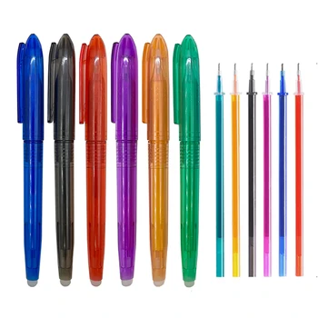 Набор стираемых гелевых ручек 6 цветов, Моющаяся ручка 0,5 мм, стержень для заправки цветных чернил большой емкости, Офисные школьные принадлежности для письма Kawaii