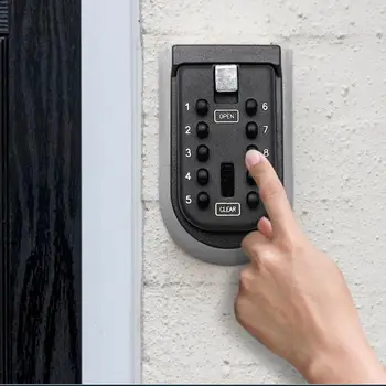 Настенный замок для хранения ключей на открытом воздухе, 10-значный кнопочный комбинированный пароль, сейф для ключей, Сбрасываемый код, держатель для ключей