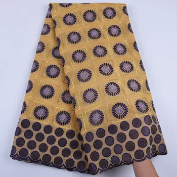 Новый дизайн Африканская хлопчатобумажная ткань Французская вуаль Кружевная ткань с вышивкой Высококачественное нигерийское хлопчатобумажное кружево для одежды