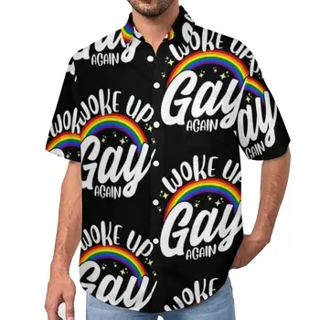 Повседневные рубашки для гей-парада, пляжная рубашка с цитатами ЛГБТ, летние блузки Y2K, мужские блузки с принтом 3XL 4XL
