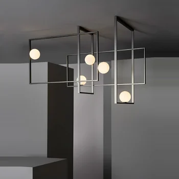 Подвесные светильники в стиле постмодерн из железного Стекла, Черный Золотой Дизайнерский светодиодный светильник, Светодиодное освещение, потолок для фойе, Люстры, Дизайнерское оформление