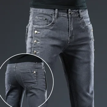 Популярные джинсы, мужские облегающие эластичные брюки Slim-Fit, подростки, студенты, Модные тенденции, Повседневные брюки для мальчиков Agent