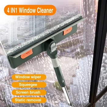 Расширенная Швабра для мытья окон, Стеклоочиститель с силиконовым скребком, Многофункциональные бытовые инструменты для уборки