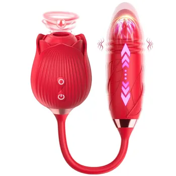 Розовая вибратор-игрушка для женщин, присоска для клитора, вакуумный стимулятор клитора, Мощная сосущая, Толкающая, Розовая вибрирующая секс-игрушка для женщин