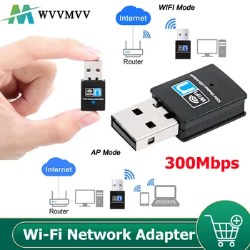 Сетевой адаптер Wi-Fi WVVMVV 300 Мбит/с для ПК/настольного компьютера/ноутбука RTL8192 chipest Mini Travel USB wifi Reciver Поддерживает Mac OSX