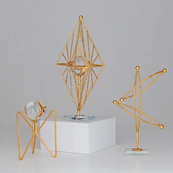 Скандинавский свет роскошные золотые линии простые геометрические украшения из хрустальных шаров современные креативные украшения для домашнего офиса