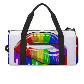 Спортивная сумка LGBT Lips in Rainbow Flag, спортивная сумка, Большая Гордость, Мужская и Женская Портативная сумка на заказ, графическая Дорожная сумка для тренировок, фитнеса